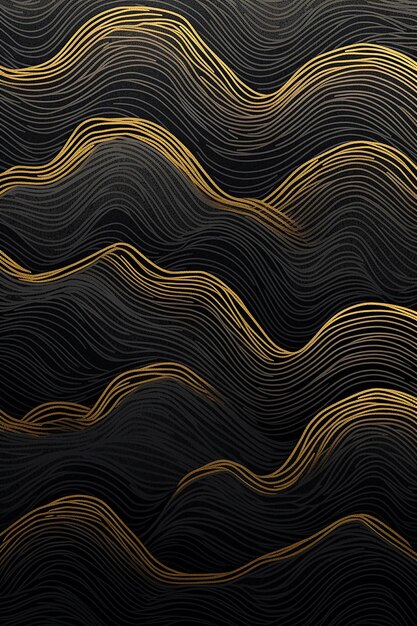 Uma onda dourada com linhas douradas e pretas.