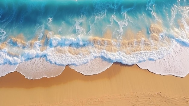 Uma onda está a subir na praia.