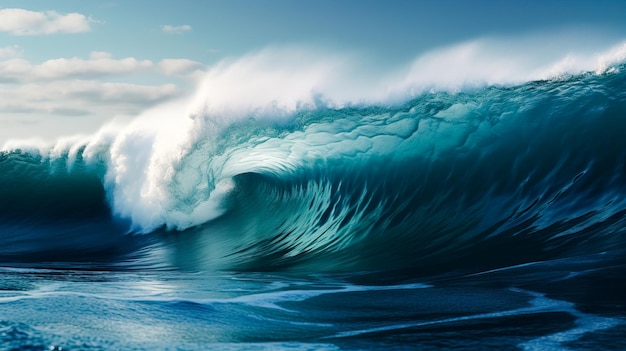 Uma onda está prestes a cair no oceano.