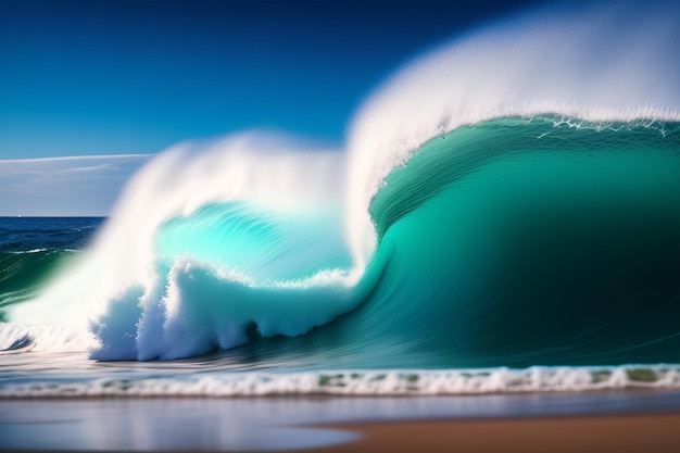 Uma onda está prestes a cair no oceano.