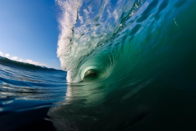Uma onda quebra no oceano com a palavra oceano nela.