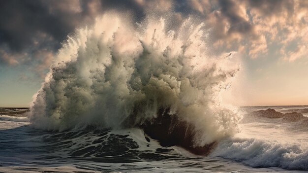 Uma onda quebrando no oceano com a palavra oceano nela.