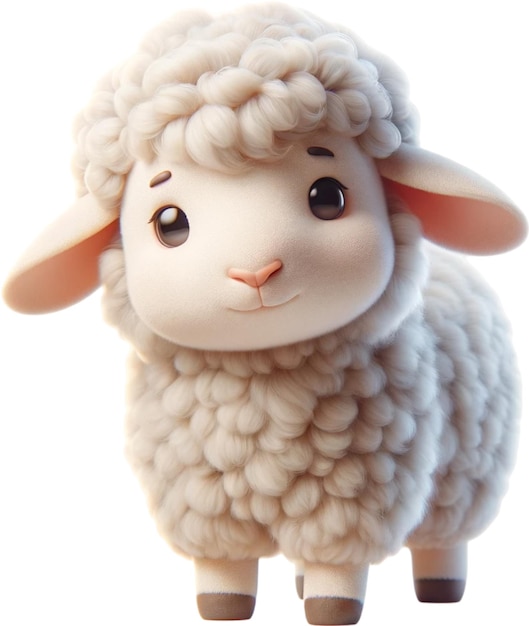 uma ovelha branca com um nariz castanho e um olho preto e um rosto branco