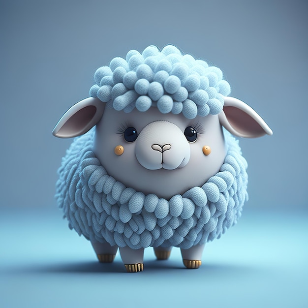 Foto uma ovelha com um rosto azul e um rosto branco.