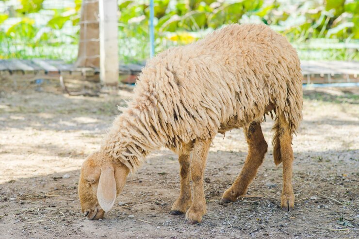 Uma ovelha suja na fazenda