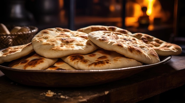 Uma padaria tradicional que oferece pão de pita fresco IA generativa