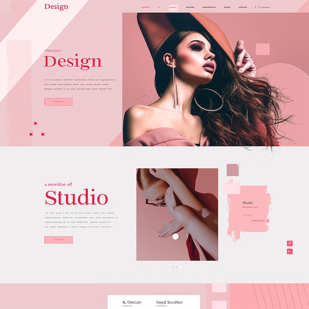 uma página de chegada completa sofisticada com a palavra "Design Studio para um portfólio"