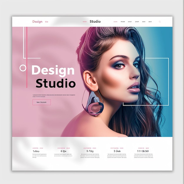 uma página de chegada completa sofisticada com a palavra "Design Studio para um portfólio"