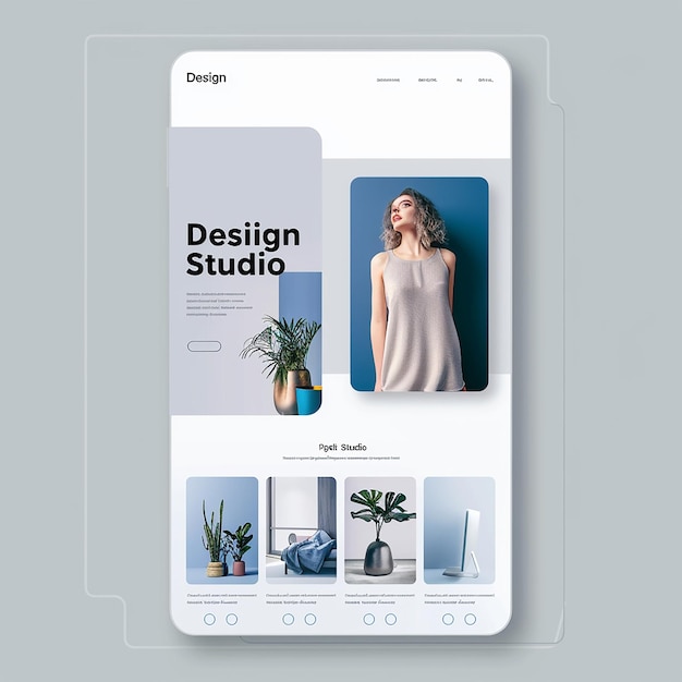 uma página de chegada completa sofisticada com a palavra "Design Studio para um portfólio"