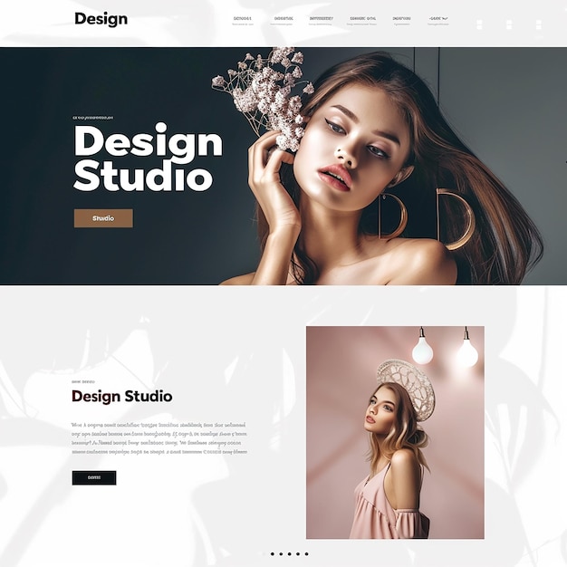 uma página de chegada completa sofisticada com a palavra "Design Studio para um portfólio"