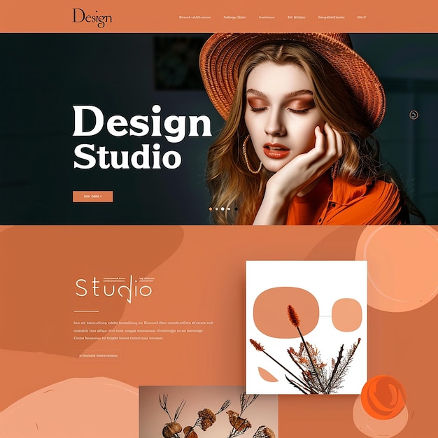 uma página de chegada completa sofisticada com a palavra "Design Studio para um portfólio"