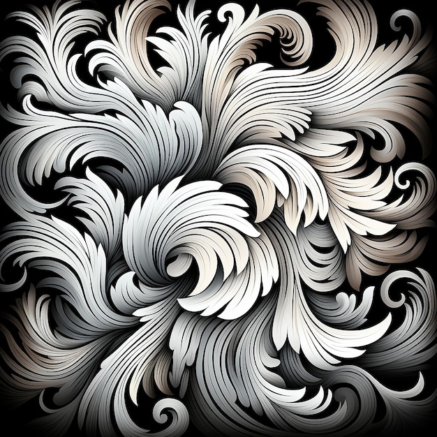 Uma página para colorir abstrata em preto e branco no estilo de motivos da natureza