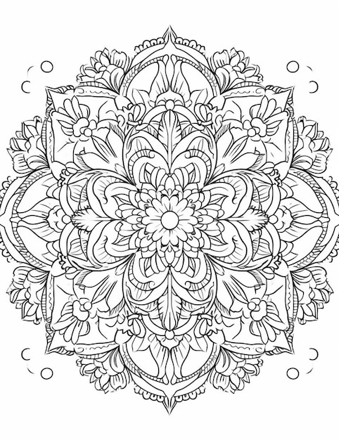 uma página para colorir com um desenho de flores generativo ai