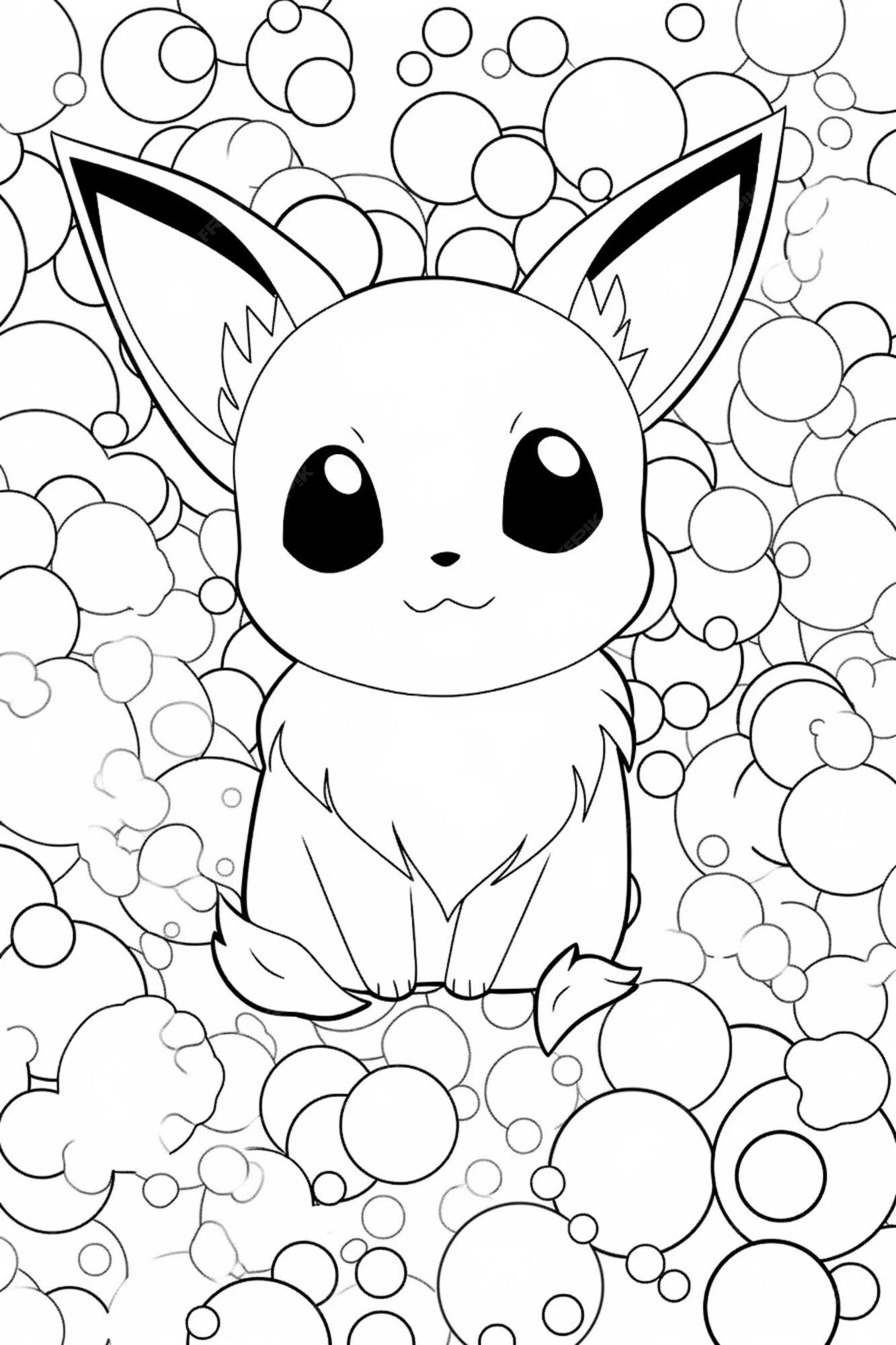 Desenhos de Feliz Eevee 1 para Colorir e Imprimir 