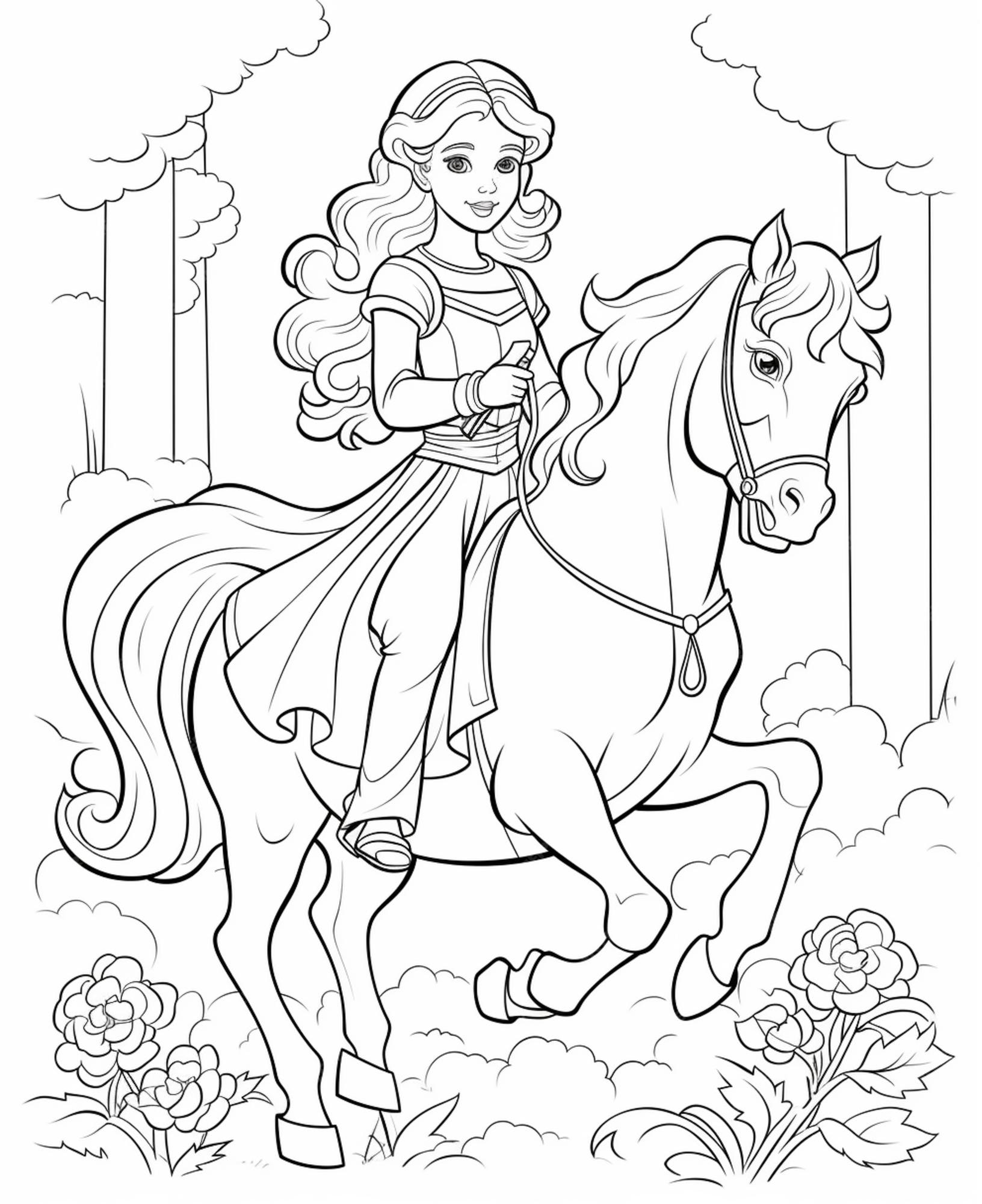 Desenho Para Colorir princesa a cavalo - Imagens Grátis Para Imprimir - img  31031