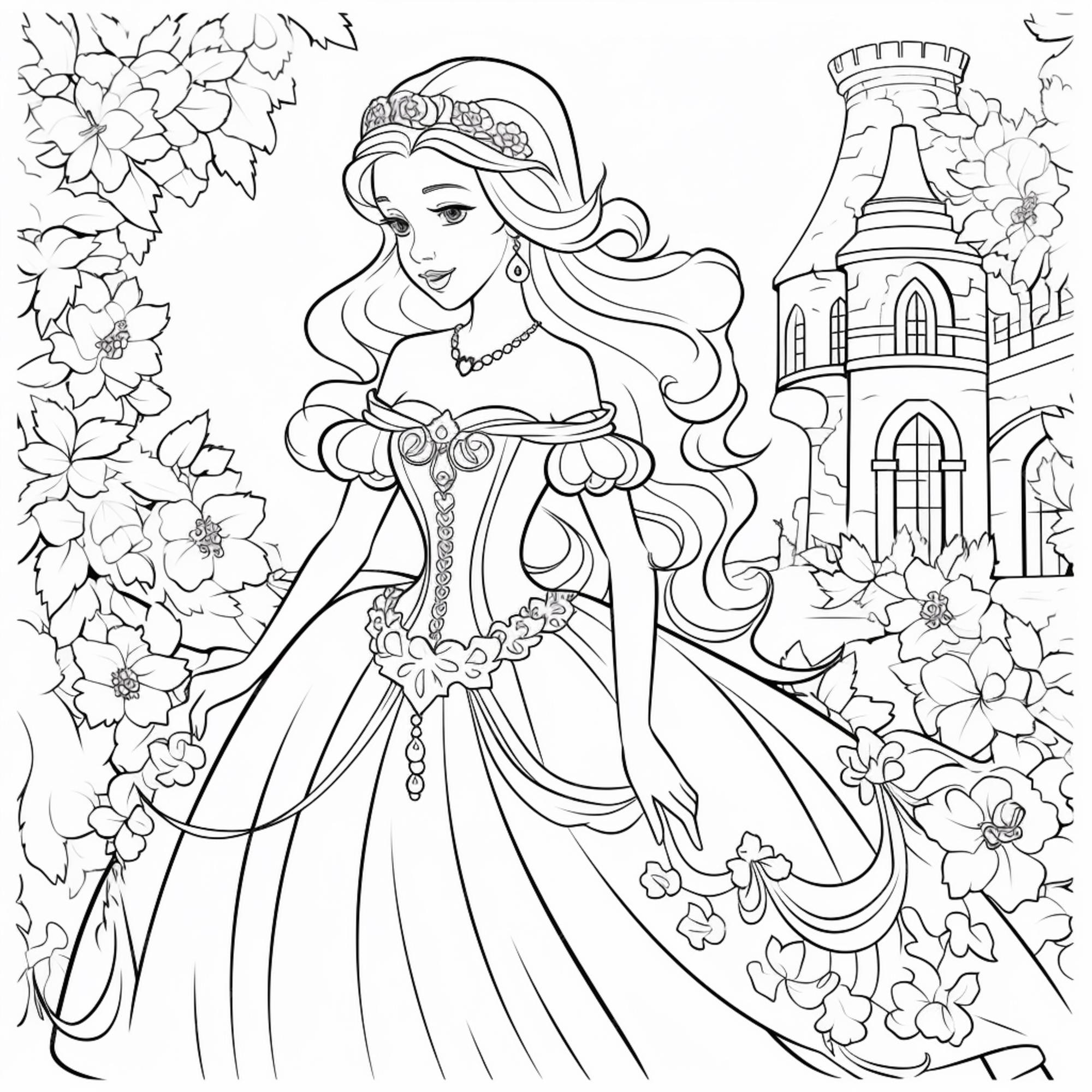 Oblee Marketplace  Princesas da Flores para Colorir - Versão E