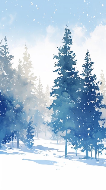 Uma paisagem coberta de neve com pinheiros Calmness imagens fotográficas atmosféricas para TikTok Instagram Reels Shor
