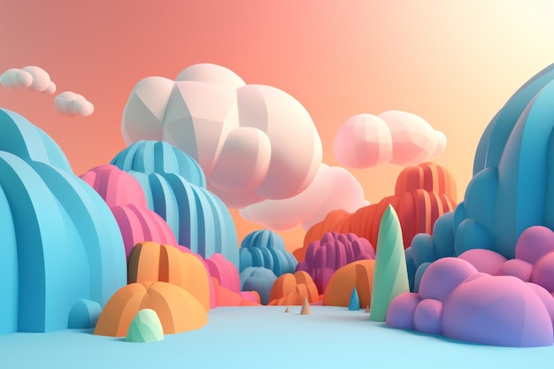 Uma paisagem colorida com uma figura no meio dela.