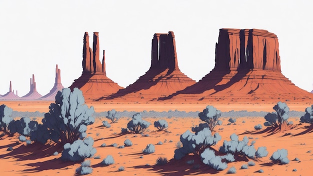 Uma paisagem contemporânea em aquarela de Monument Valley EUA, um conceito de viagem e turismo