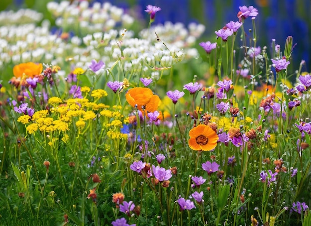 uma paisagem de abelha e jardim de flores