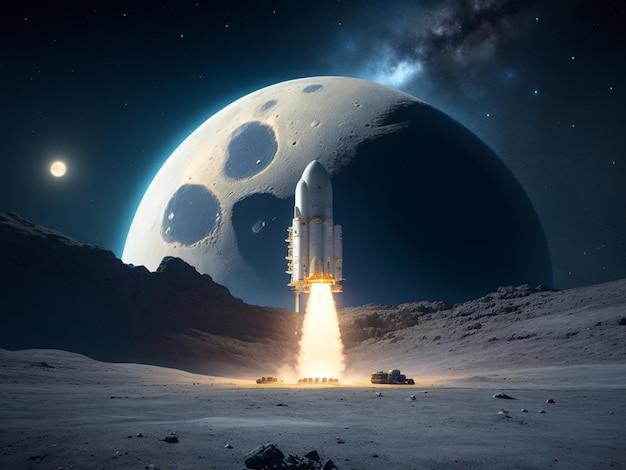 Uma paisagem de foguete espacial Chandrayaan