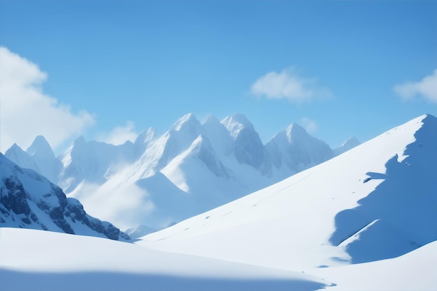 Uma paisagem de montanha com neve Fotografia de fundo para designers AI Generated
