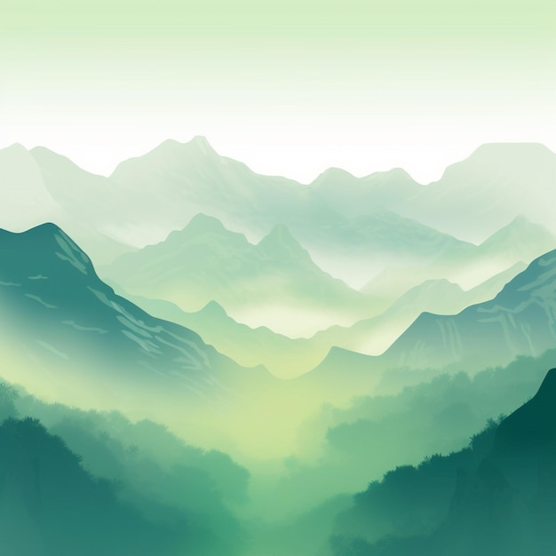 Uma paisagem de montanha verde com um fundo verde e a palavra montanha nela.