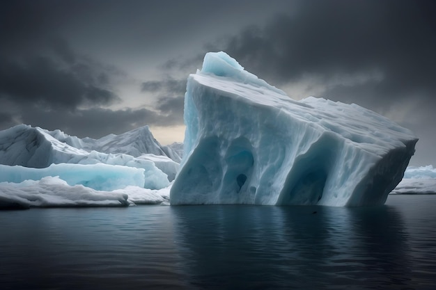 Uma paisagem de um iceberg derretendo