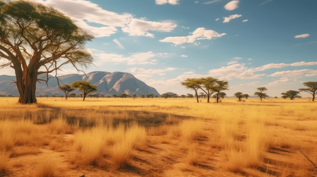 uma paisagem de vista com árvores de savana