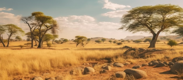 uma paisagem de vista com árvores de savana