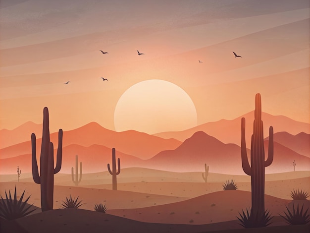 uma paisagem desértica com cactos cactos e paisagem do deserto