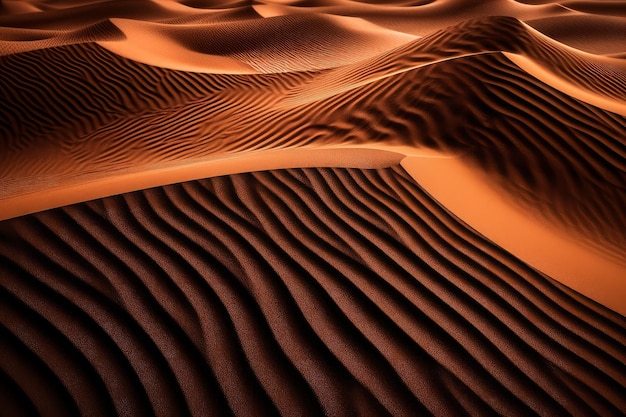 Uma paisagem desértica com uma duna de areia no deserto.