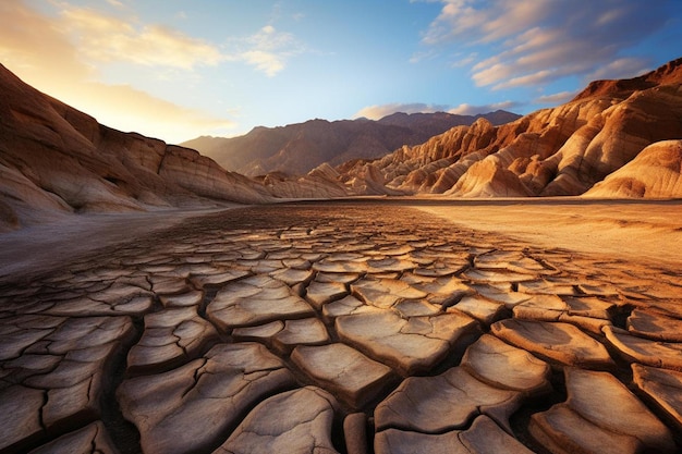 uma paisagem desértica com uma paisagem do deserto ao fundo