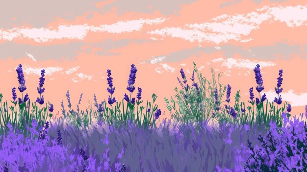 Foto uma paisagem incrível de flores com campos de lavanda roxa no verão na frança