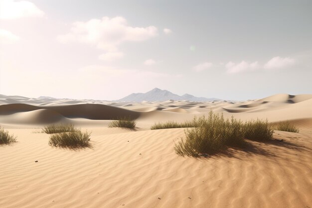 Uma paisagem minimalista com um deserto pitoresco ou um campo de dunas