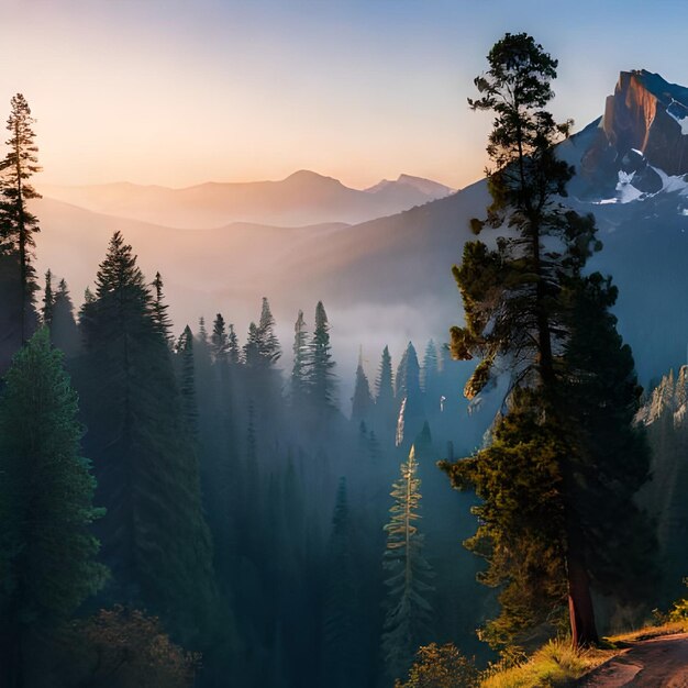 Uma paisagem montanhosa com uma montanha ao fundo