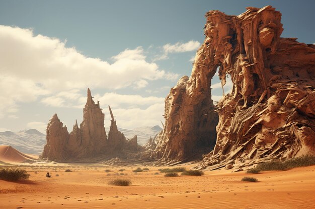 Uma paisagem surreal de deserto onde a areia movediça 00494 00