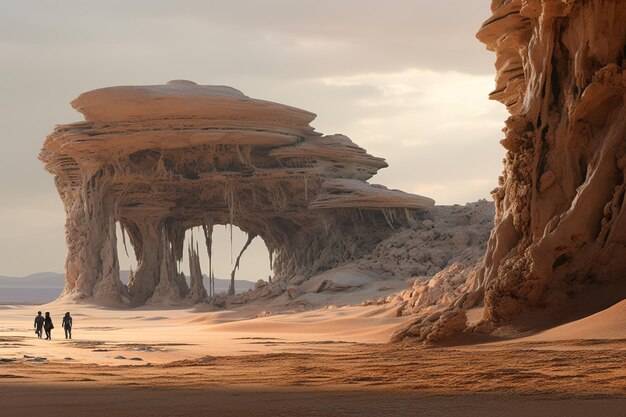 Uma paisagem surreal de deserto onde a areia movediça 00500 00