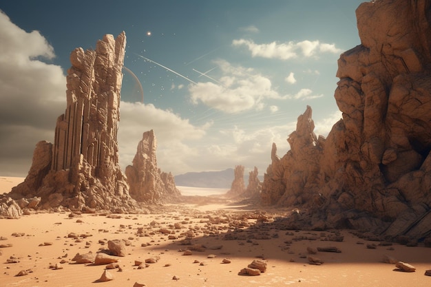 Uma paisagem surreal de deserto onde a areia movediça 00504 01