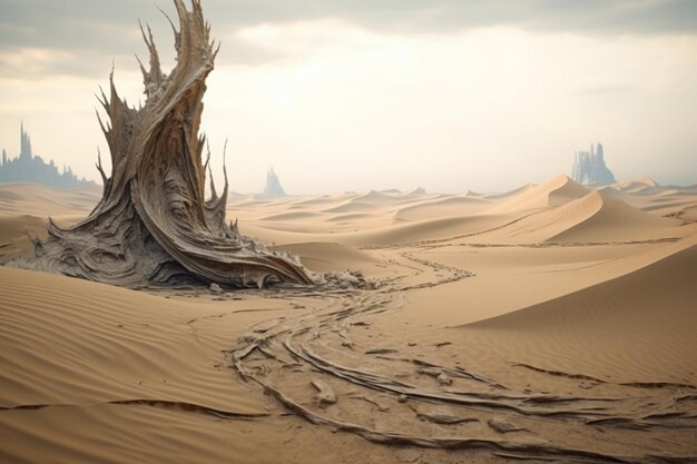 Uma paisagem surreal de deserto onde a areia movediça cai 00489 00