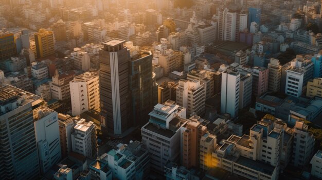 Uma paisagem urbana com vista para a cidade.