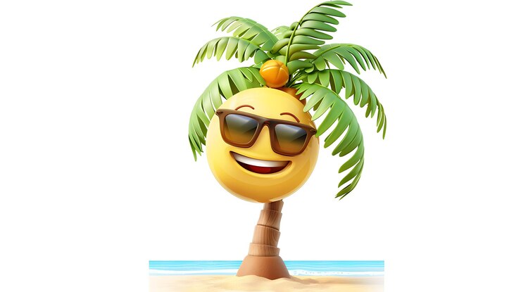 Foto uma palmeira com óculos de sol e um sorriso