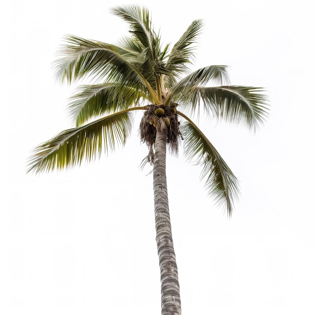 Uma palmeira com um céu branco atrás dela