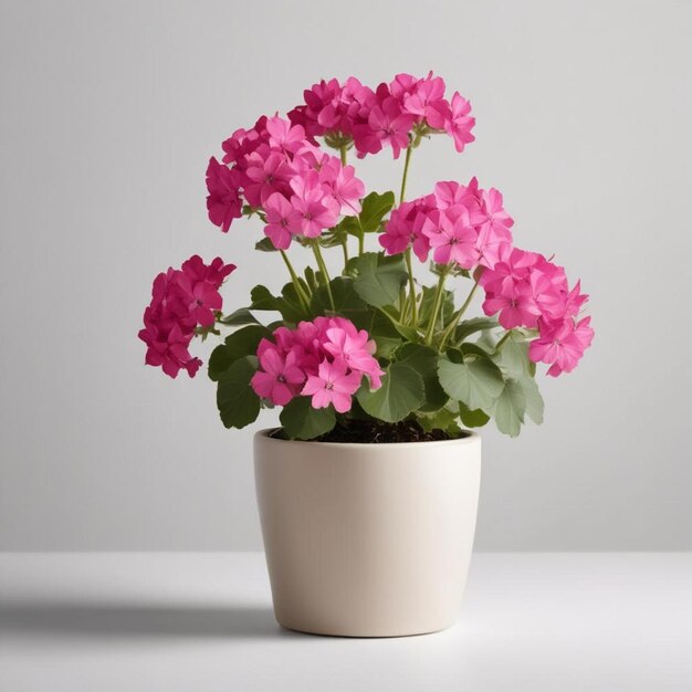 Foto uma panela branca com flores cor-de-rosa em uma mesa