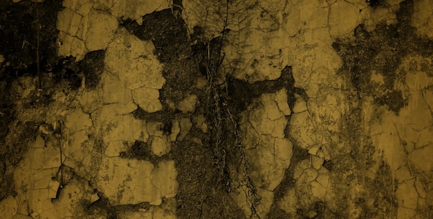 Foto uma parede amarela com uma imagem em preto e branco de uma árvore no meio.