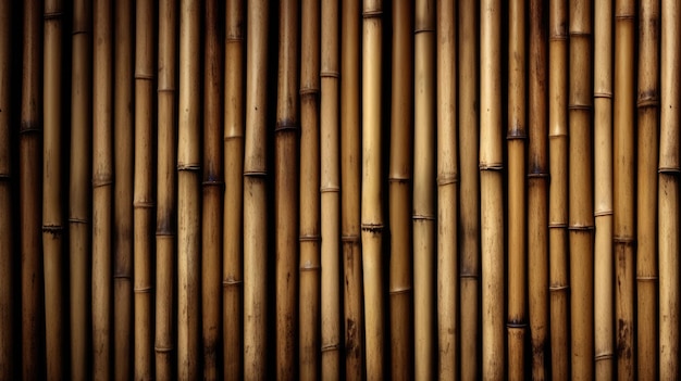 Uma parede de bambu composta por muitas texturas diferentes.