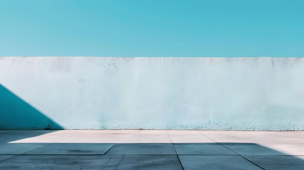 Uma parede de concreto com um céu azul e uma parede de cimento