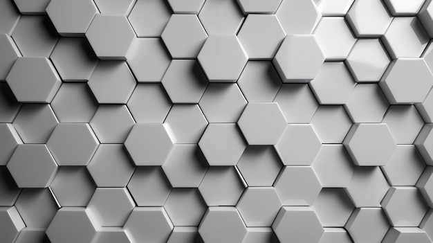 Uma parede de hexágonos com fundo branco.