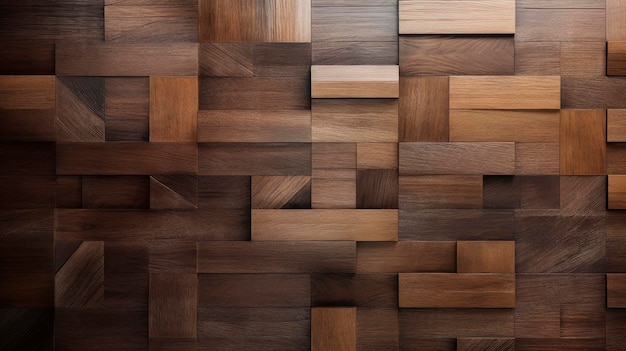 uma parede de madeira com um padrão quadrado de telhas quadradas