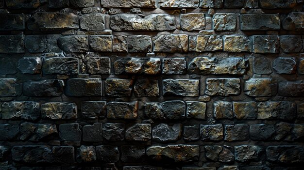 uma parede de pedra com um fundo escuro